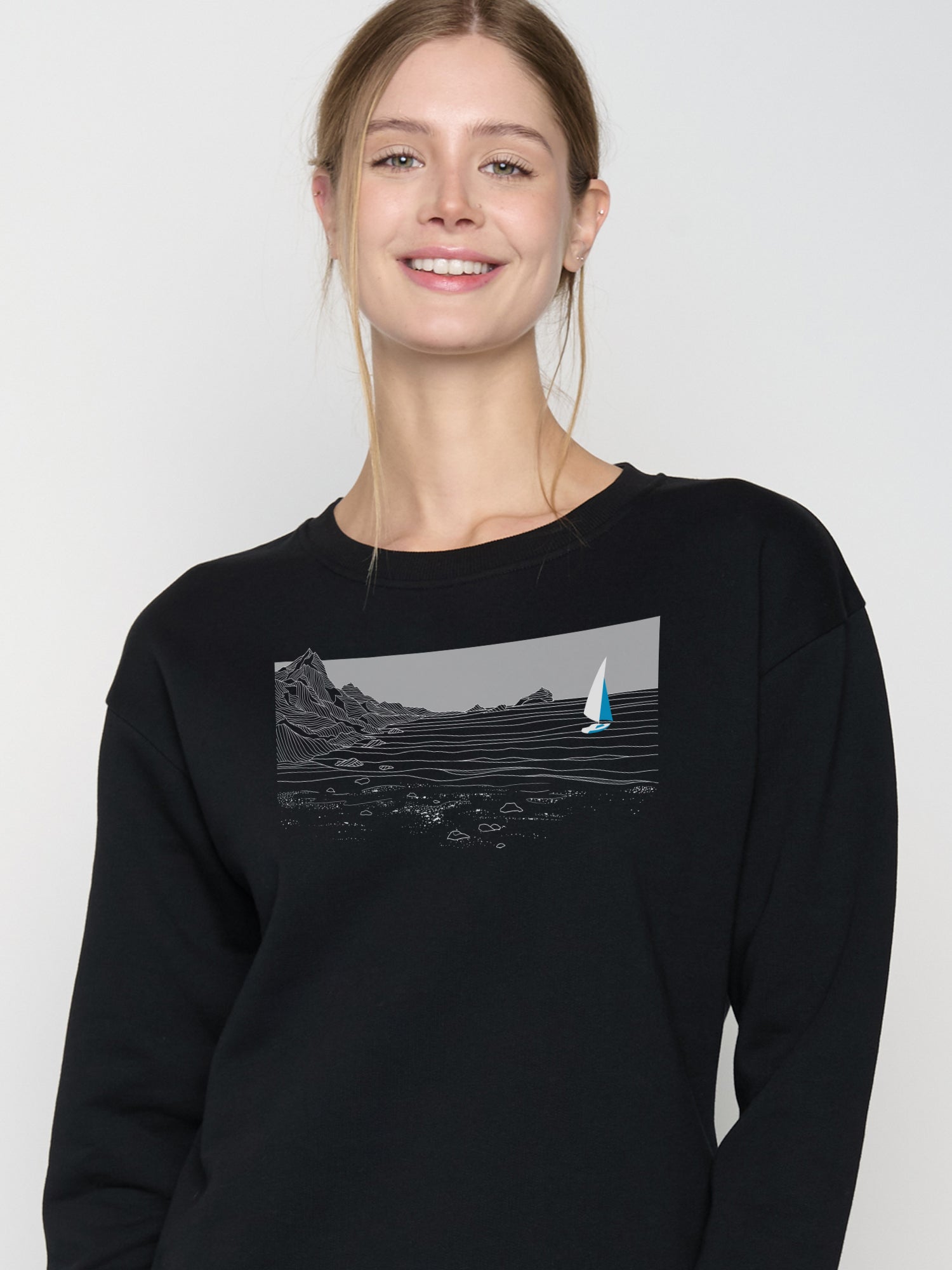 Schwarz:  Gemütliches Sweatshirt aus Bio-Baumwolle für Damen [23139]