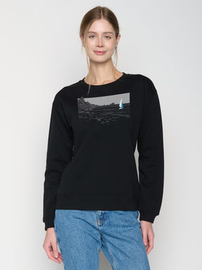 Schwarz:  Gemütliches Sweatshirt aus Bio-Baumwolle für Damen [23140]