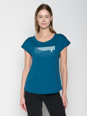 Rich Blue: Lässiges T-Shirt aus Bio-Baumwolle für Damen [23143]