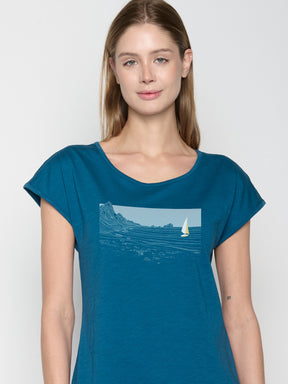 Rich Blue: Lässiges T-Shirt aus Bio-Baumwolle für Damen [23144]