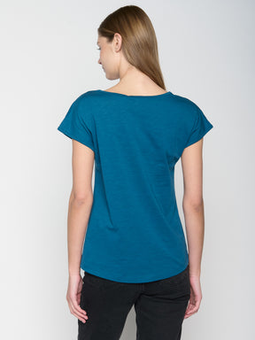 Rich Blue: Lässiges T-Shirt aus Bio-Baumwolle für Damen [23146]