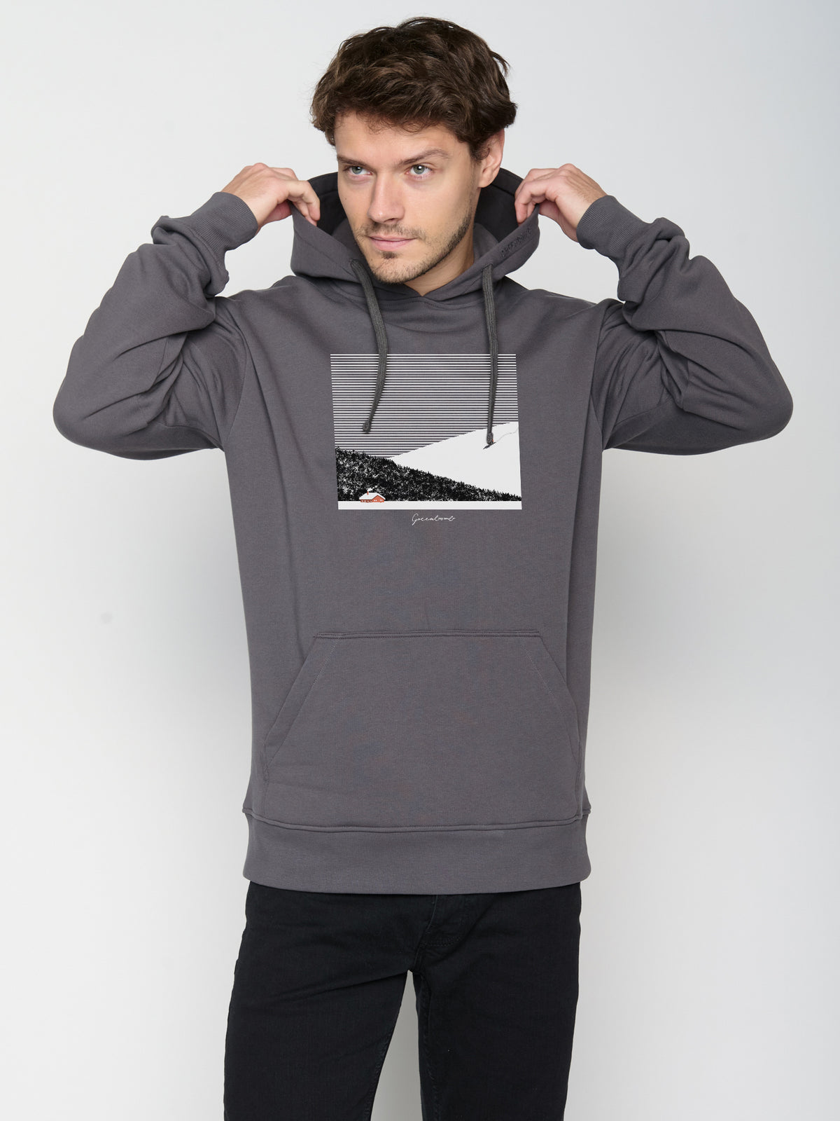 Anthracite: Gemütlicher Hoodie aus Bio-Baumwolle für Herren [23155]