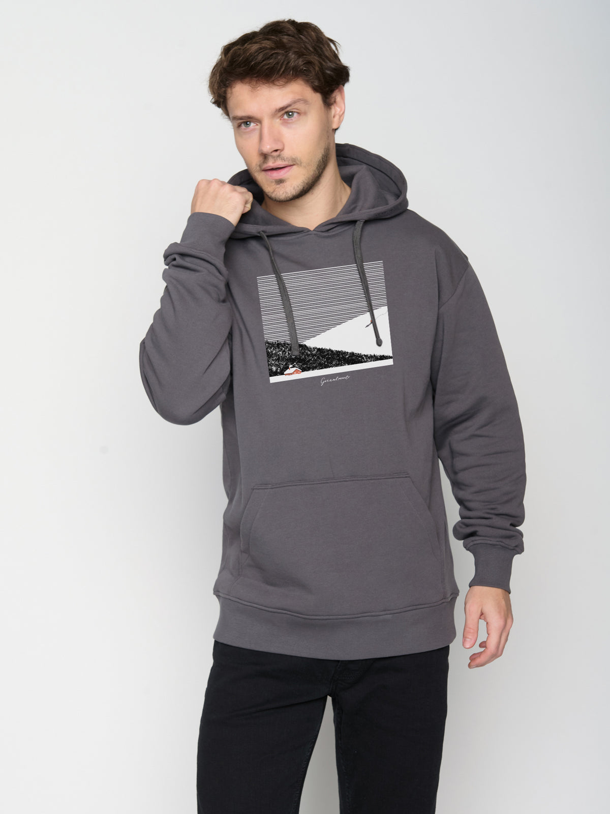 Grau:  Gemütlicher Hoodie aus Bio-Baumwolle für Herren [23156]