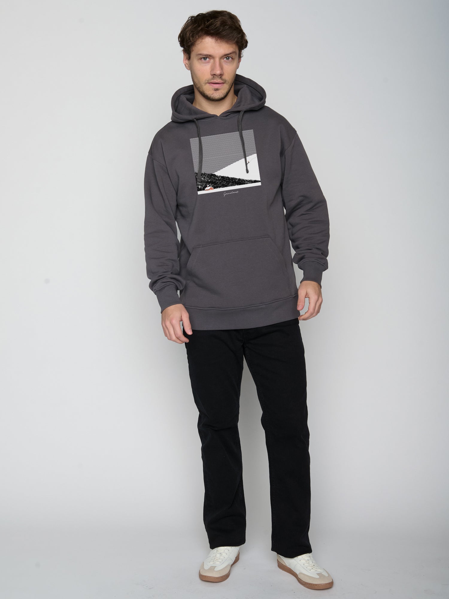 Anthracite: Gemütlicher Hoodie aus Bio-Baumwolle für Herren [23159]