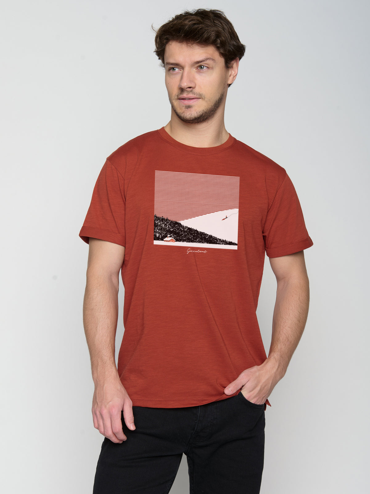 Dark Clay: Lässiges T-Shirt aus Bio-Baumwoll Mix für Herren [23160]