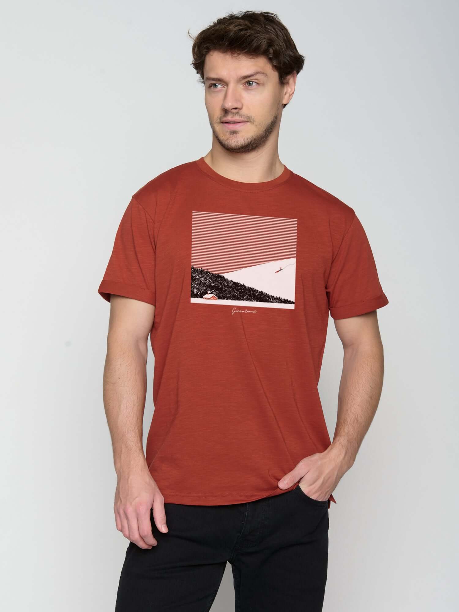 Dark Clay: Lässiges T-Shirt aus Bio-Baumwoll Mix für Herren [23160]