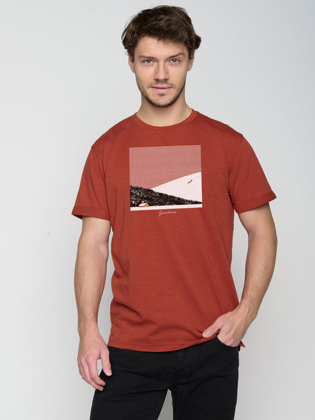 Dark Clay: Lässiges T-Shirt aus Bio-Baumwoll Mix für Herren [23161]