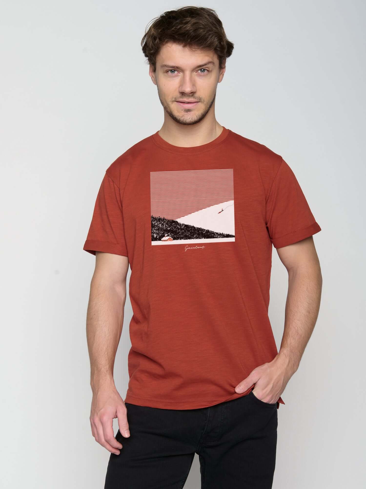 Dark Clay: Lässiges T-Shirt aus Bio-Baumwoll Mix für Herren [23161]