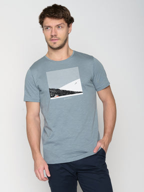 Blau:  Lässiges T-Shirt aus Bio-Baumwolle für Herren [23166]