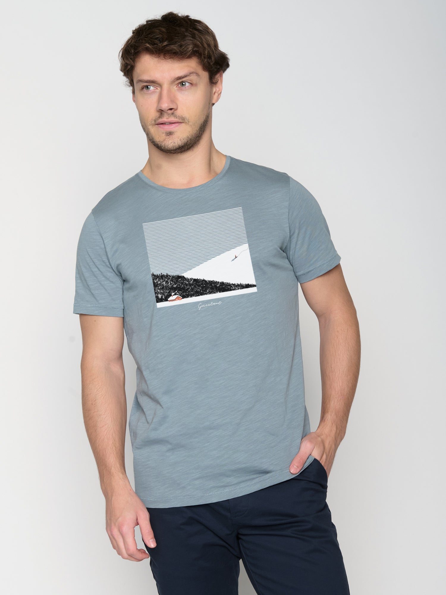 Grey Blue: Sportliches T-Shirt aus Bio-Baumwolle für Herren [23166]