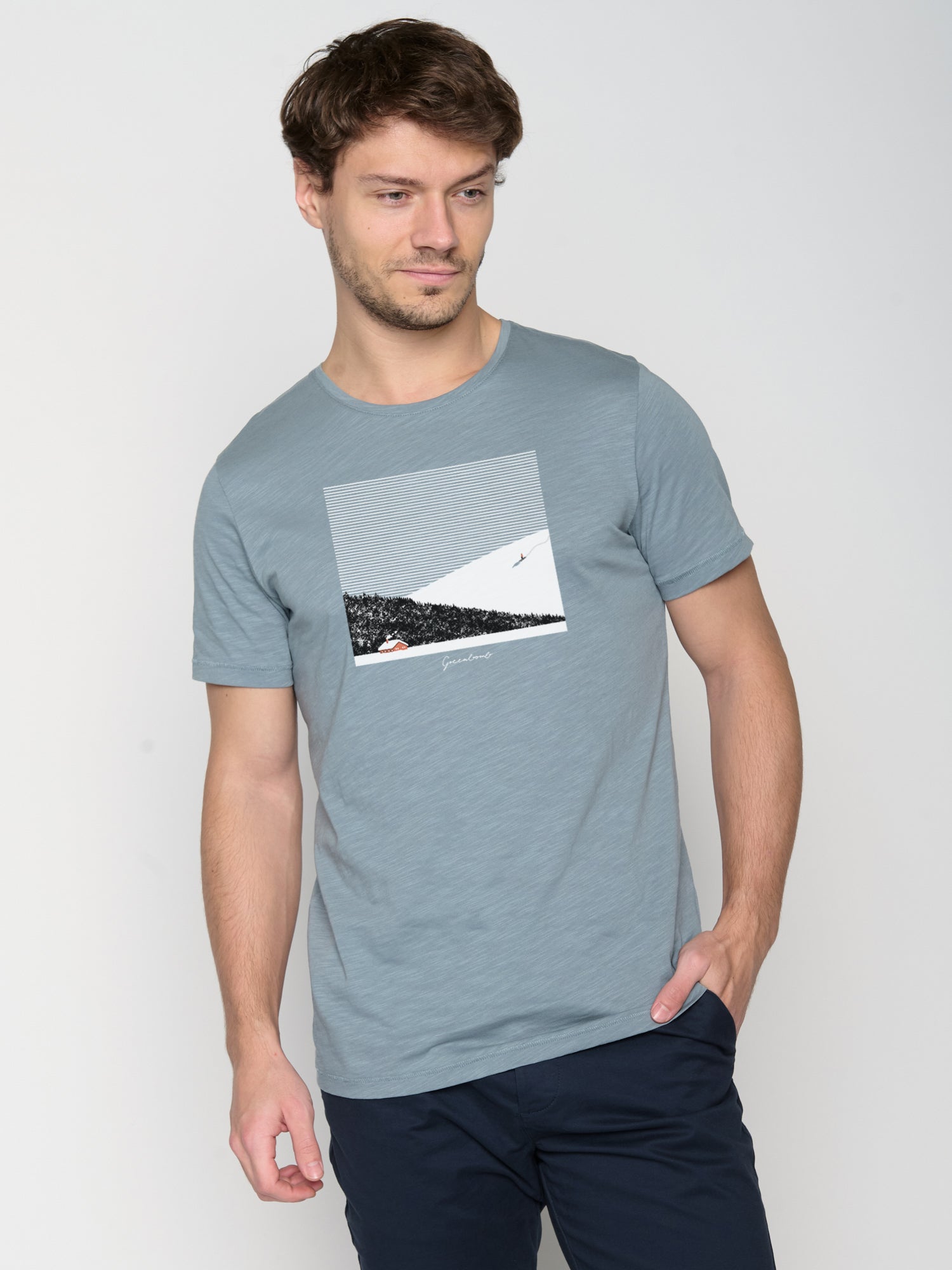 Blau:  Lässiges T-Shirt aus Bio-Baumwolle für Herren [23167]