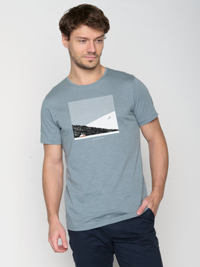 Blau:  Lässiges T-Shirt aus Bio-Baumwolle für Herren [23167]