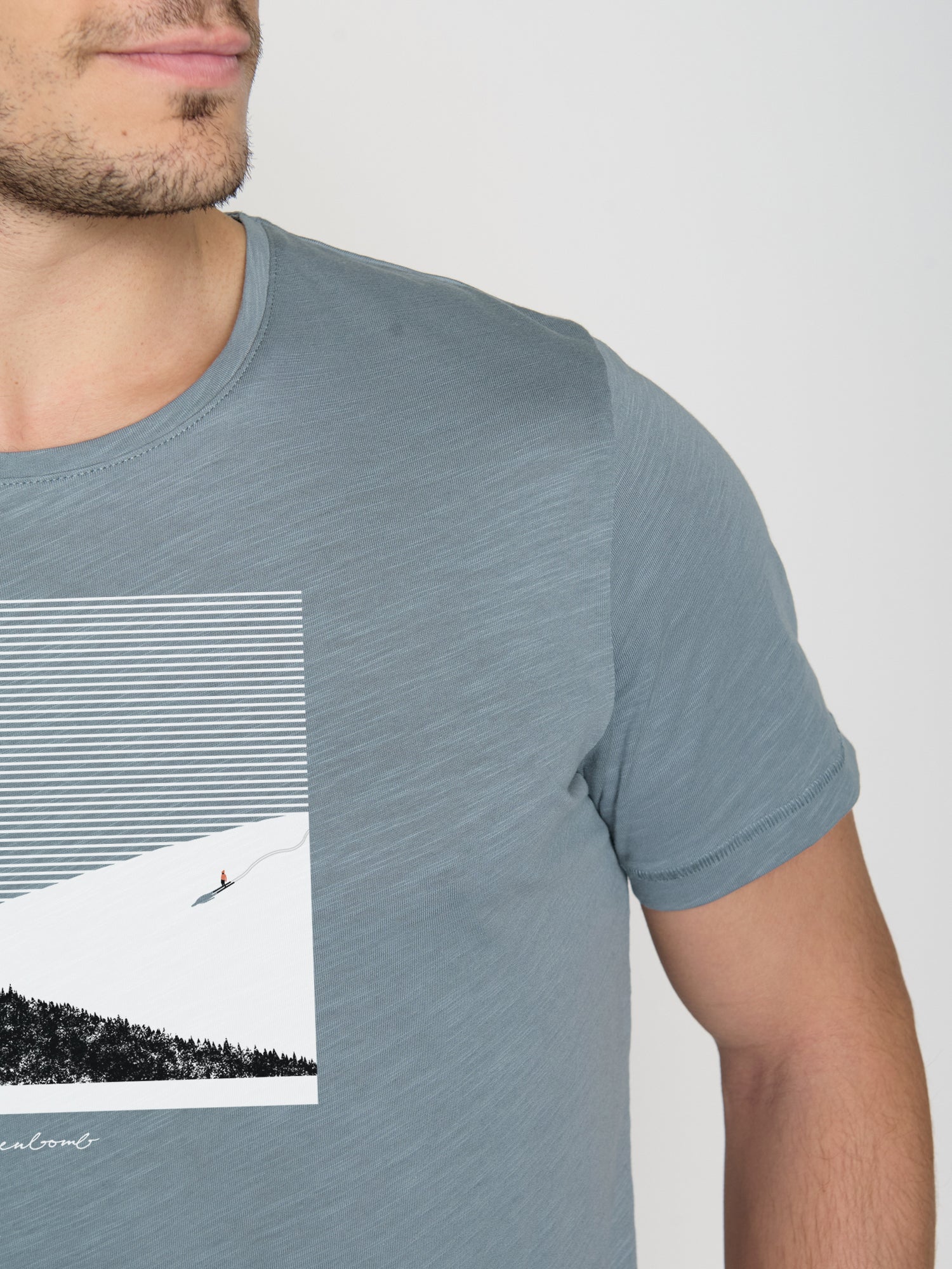 Blau:  Lässiges T-Shirt aus Bio-Baumwolle für Herren [23168]
