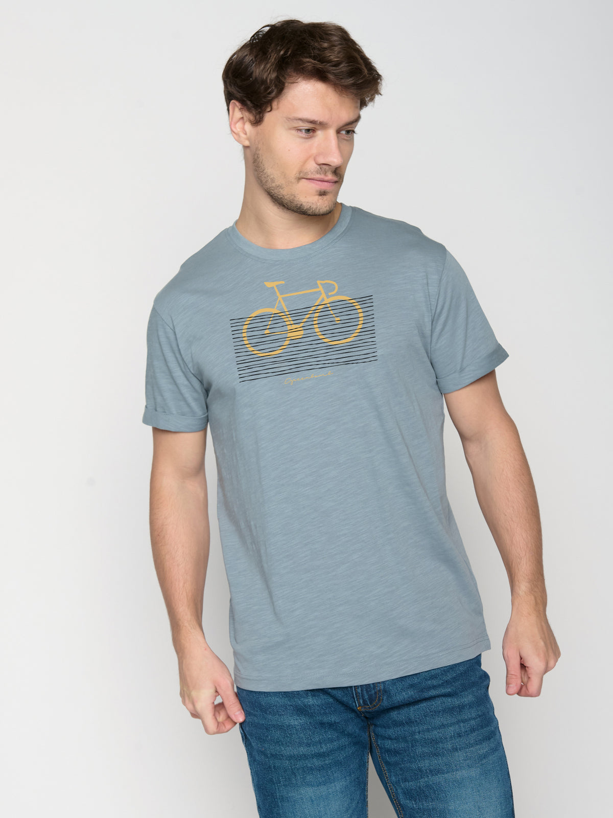 Blau:  Lässiges T-Shirt aus Bio-Baumwoll Mix für Herren [23634]