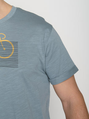 Blau:  Lässiges T-Shirt aus Bio-Baumwoll Mix für Herren [23635]