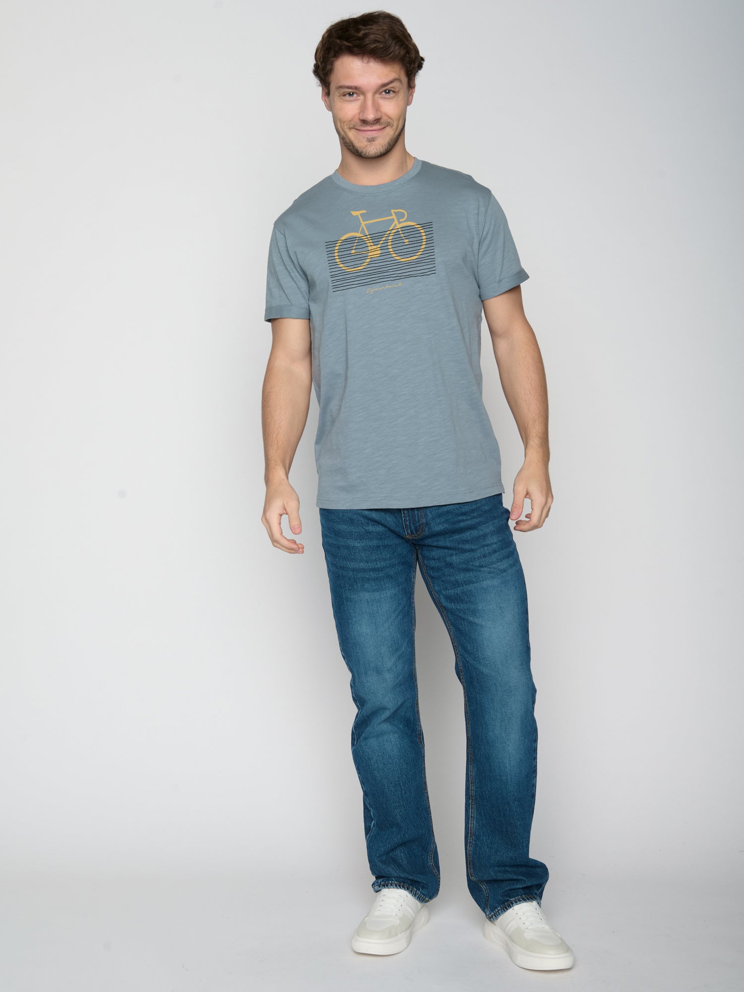 Grey Blue: Lässiges T-Shirt aus Bio-Baumwoll Mix für Herren [23637]