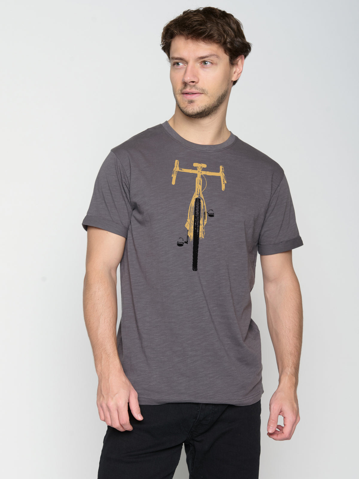 Grau:  Lässiges T-Shirt aus Bio-Baumwoll Mix für Herren [23638]