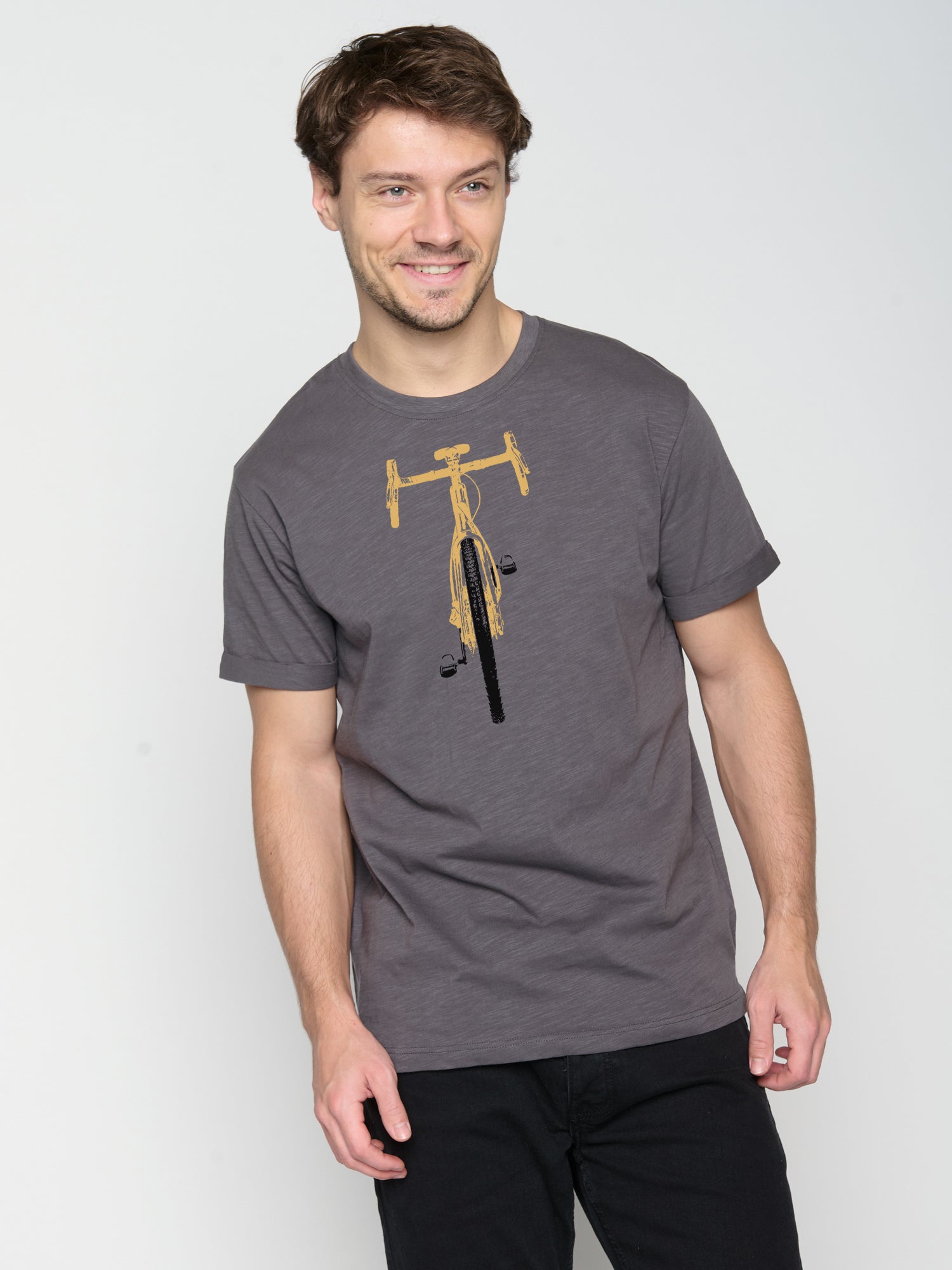 Anthracite: Lässiges T-Shirt aus Bio-Baumwoll Mix für Herren [23639]