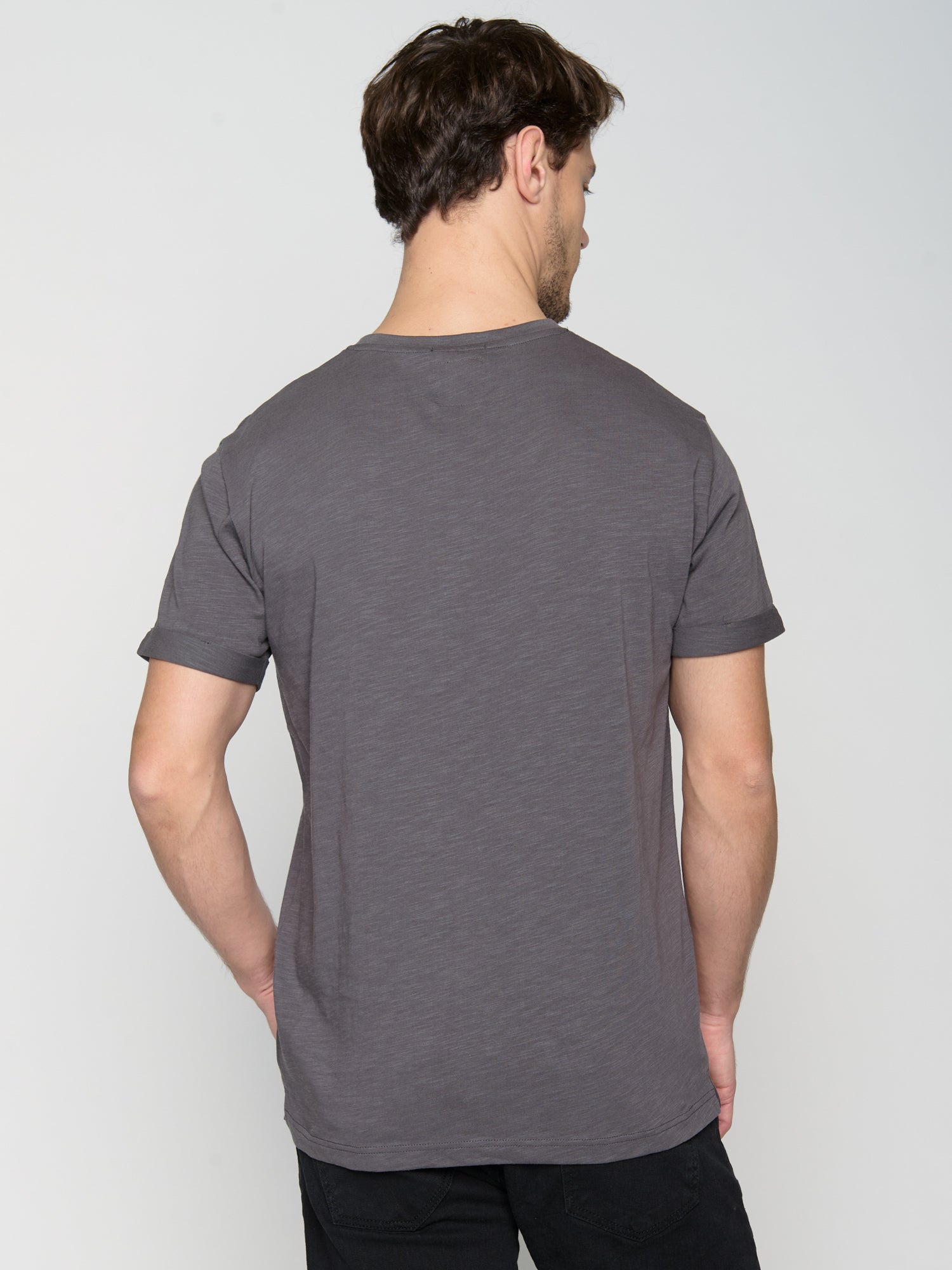 Anthracite: Lässiges T-Shirt aus Bio-Baumwoll Mix für Herren [23642]