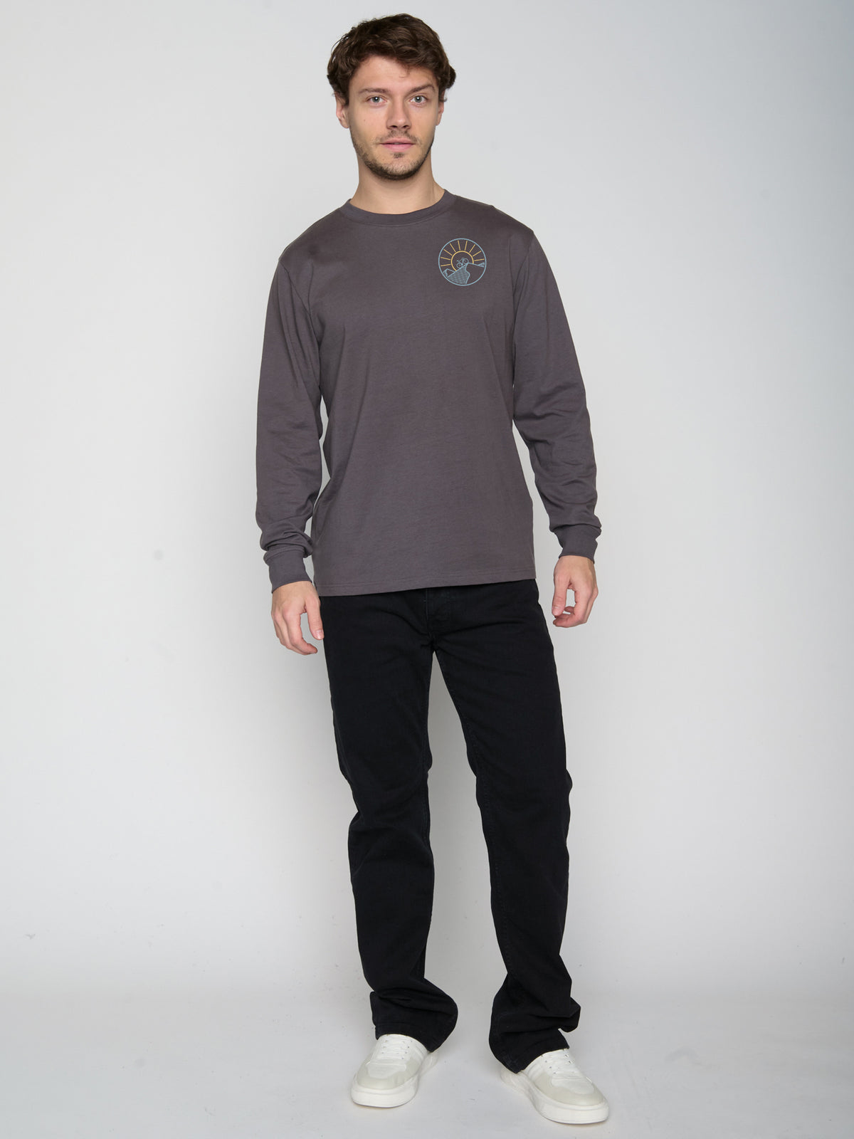 Anthracite: Elegantes Longsleeve für Herren [24691]