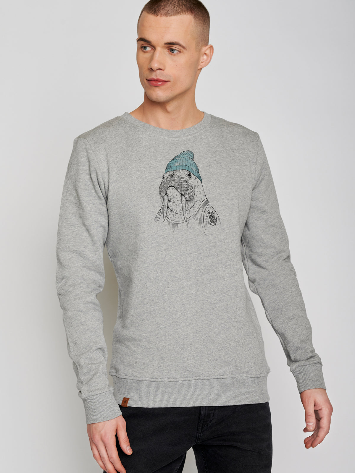 Heather Grey: Gemütliches Sweatshirt aus Bio-Baumwolle für Herren [24703]