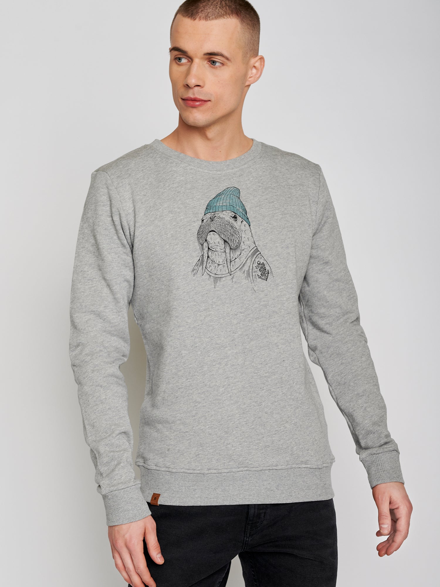 Heather Grey: Gemütliches Sweatshirt aus Bio-Baumwolle für Herren [24703]