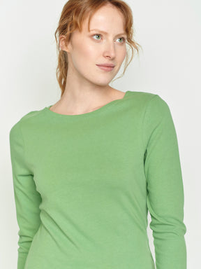 Mermaid Green: Sportliches Longsleeve aus Bio-Baumwolle für Damen [24721]