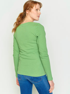 Mermaid Green: Sportliches Longsleeve aus Bio-Baumwolle für Damen [24723]