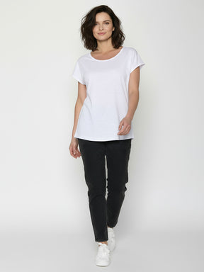 White: Lässiges T-Shirt aus Bio-Baumwolle für Damen [24781]