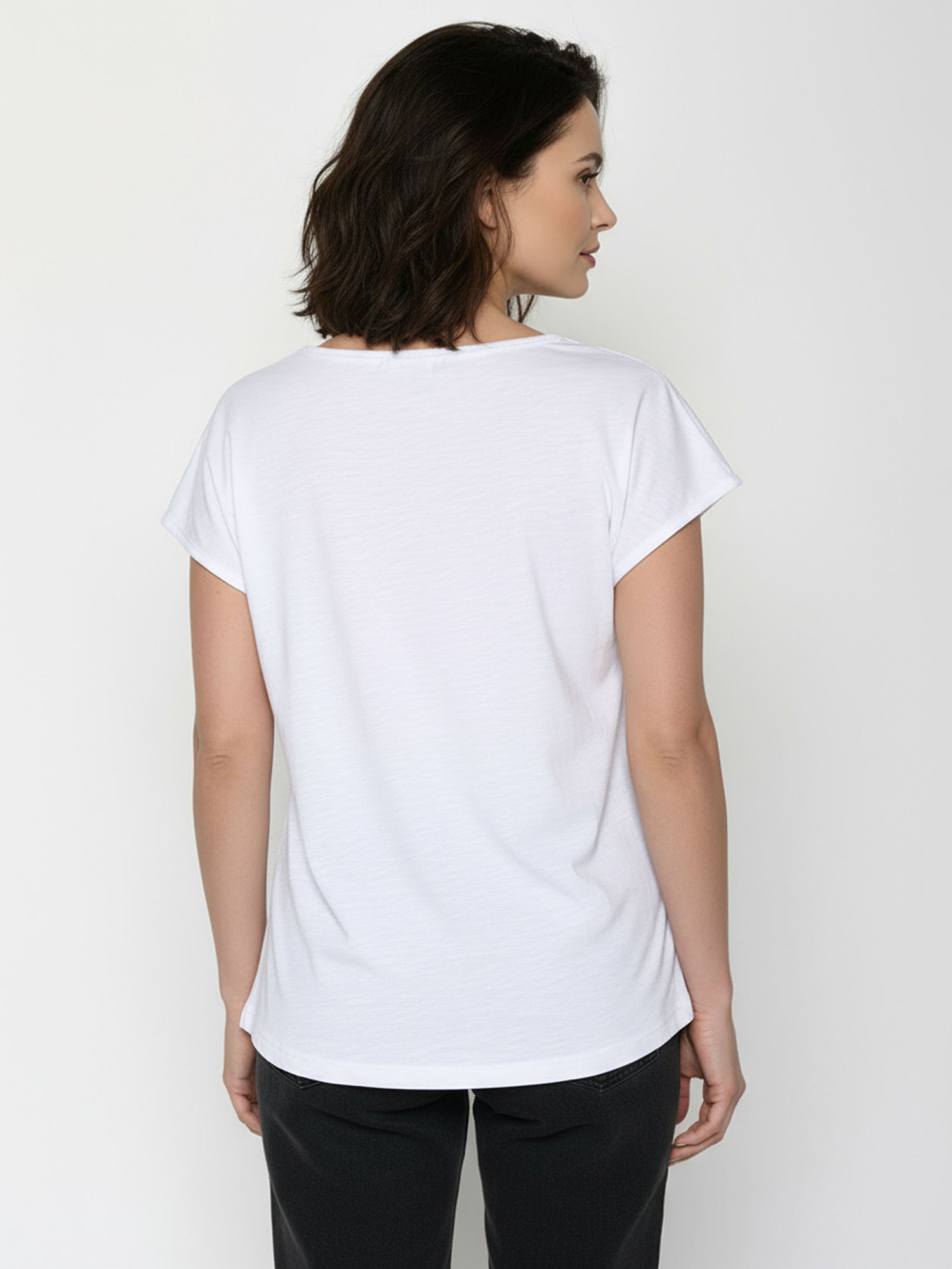 White: Lässiges T-Shirt aus Bio-Baumwolle für Damen [24782]