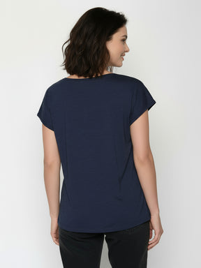 Navy: Lässiges T-Shirt aus Bio-Baumwolle für Damen [24787]