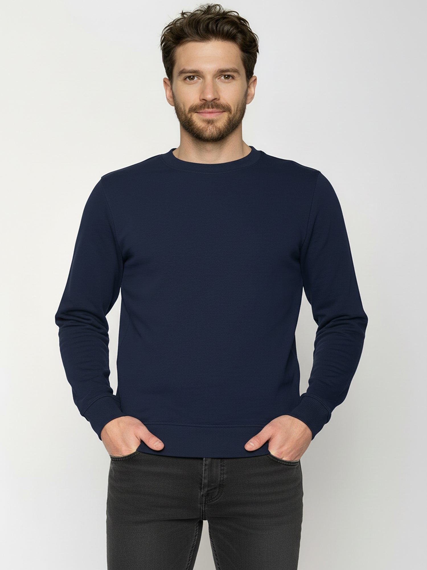 Navy: Gemütliches Sweatshirt aus Bio-Baumwolle für Herren [24789]