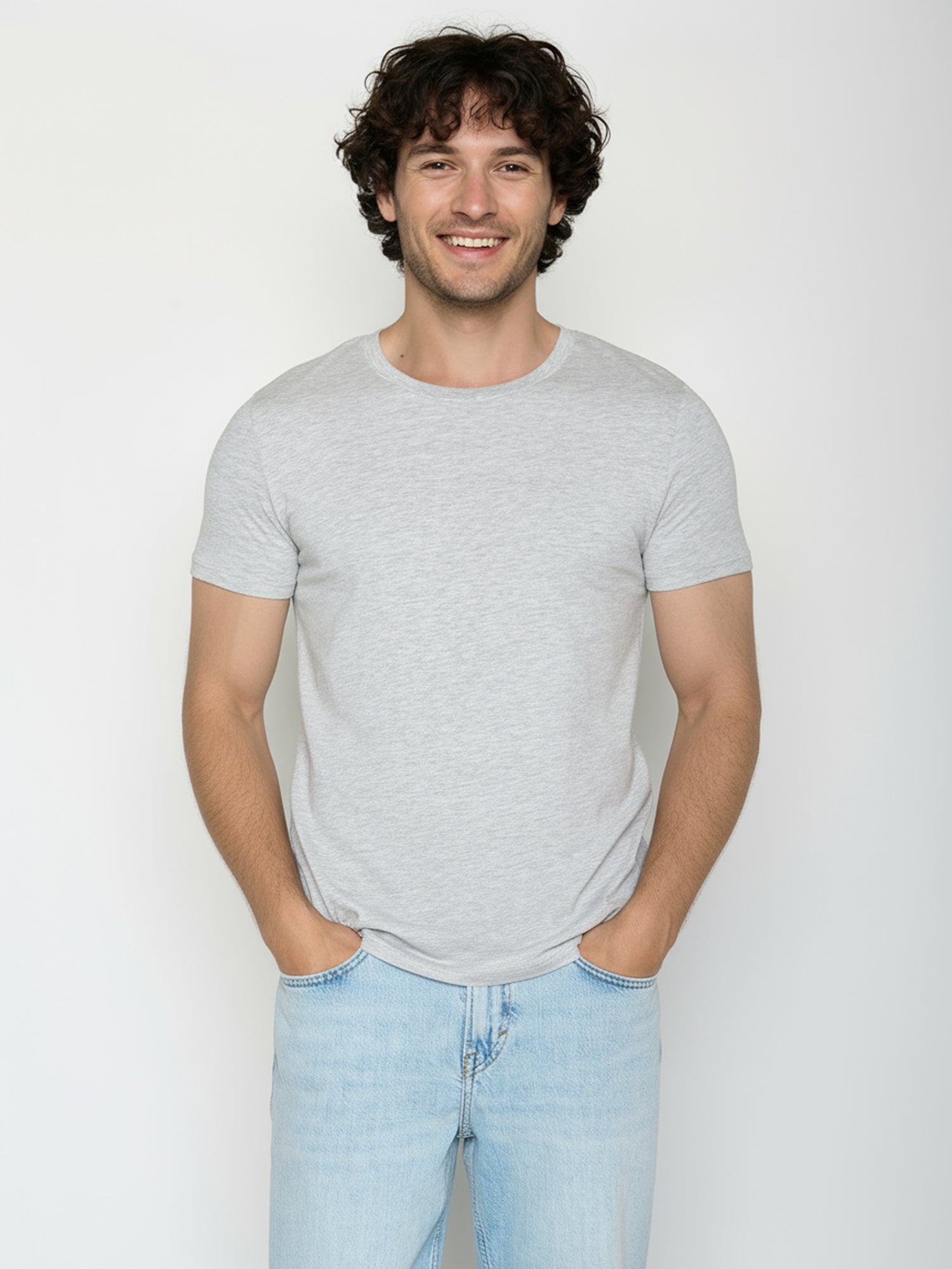 Heather Grey: Sportliches T-Shirt aus Bio-Baumwolle für Herren [24809]