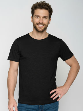 Black: Sportliches T-Shirt aus Bio-Baumwolle für Herren [24824]