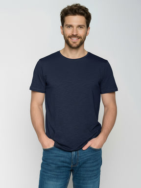Navy: Sportliches T-Shirt aus Bio-Baumwolle für Herren [24829]