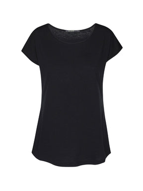 Black: Lässiges T-Shirt aus Bio-Baumwolle für Damen [24838]