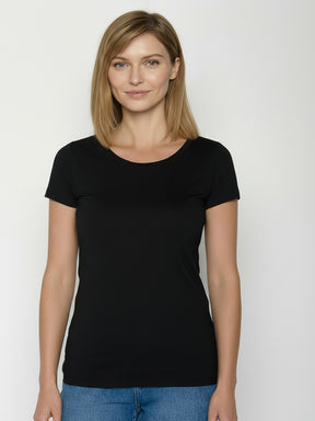 Black: Sportliches T-Shirt aus Bio-Baumwolle für Damen [24840]