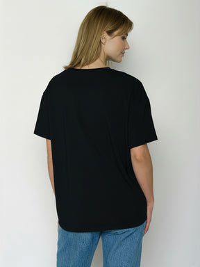 Black: Lässiges T-Shirt aus Bio-Baumwoll Mix für Damen [24847]