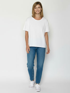 White: Lässiges T-Shirt aus Bio-Baumwoll-Mix für Damen [24851]