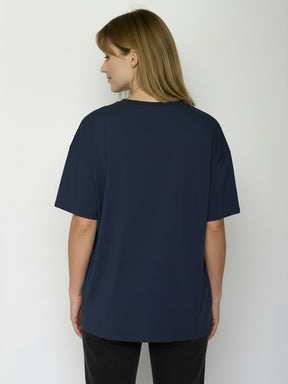 Navy: Lässiges T-Shirt aus Bio-Baumwoll Mix für Damen [24867]