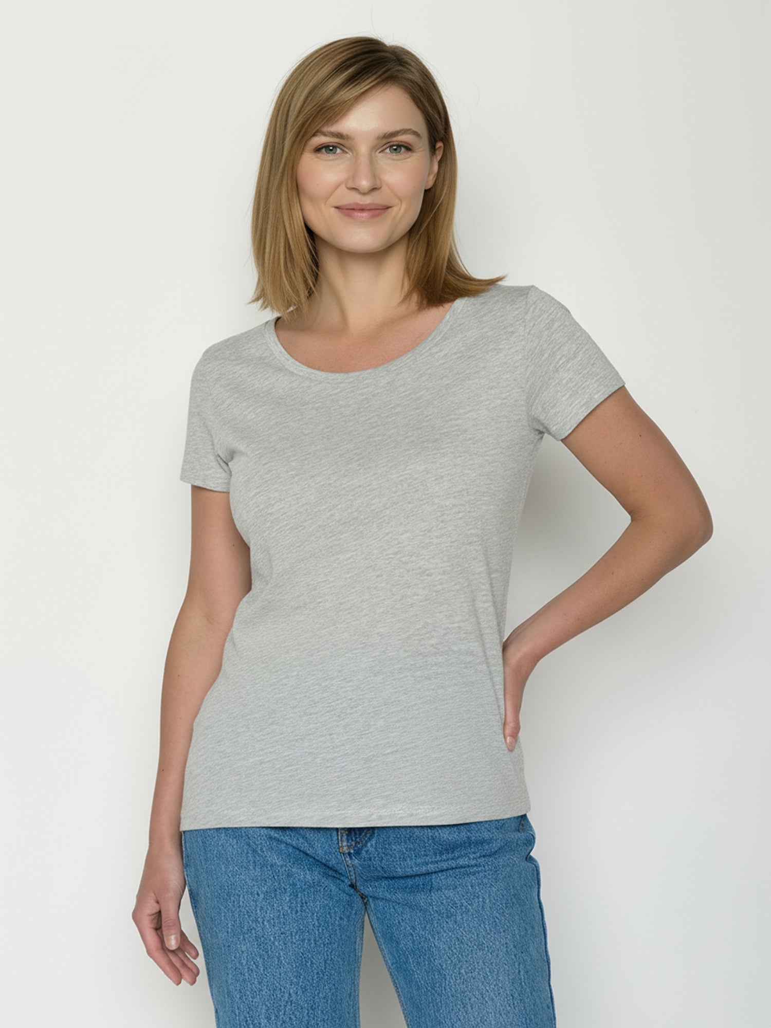 Heather Grey: Sportliches T-Shirt aus Bio-Baumwolle für Damen [24869]