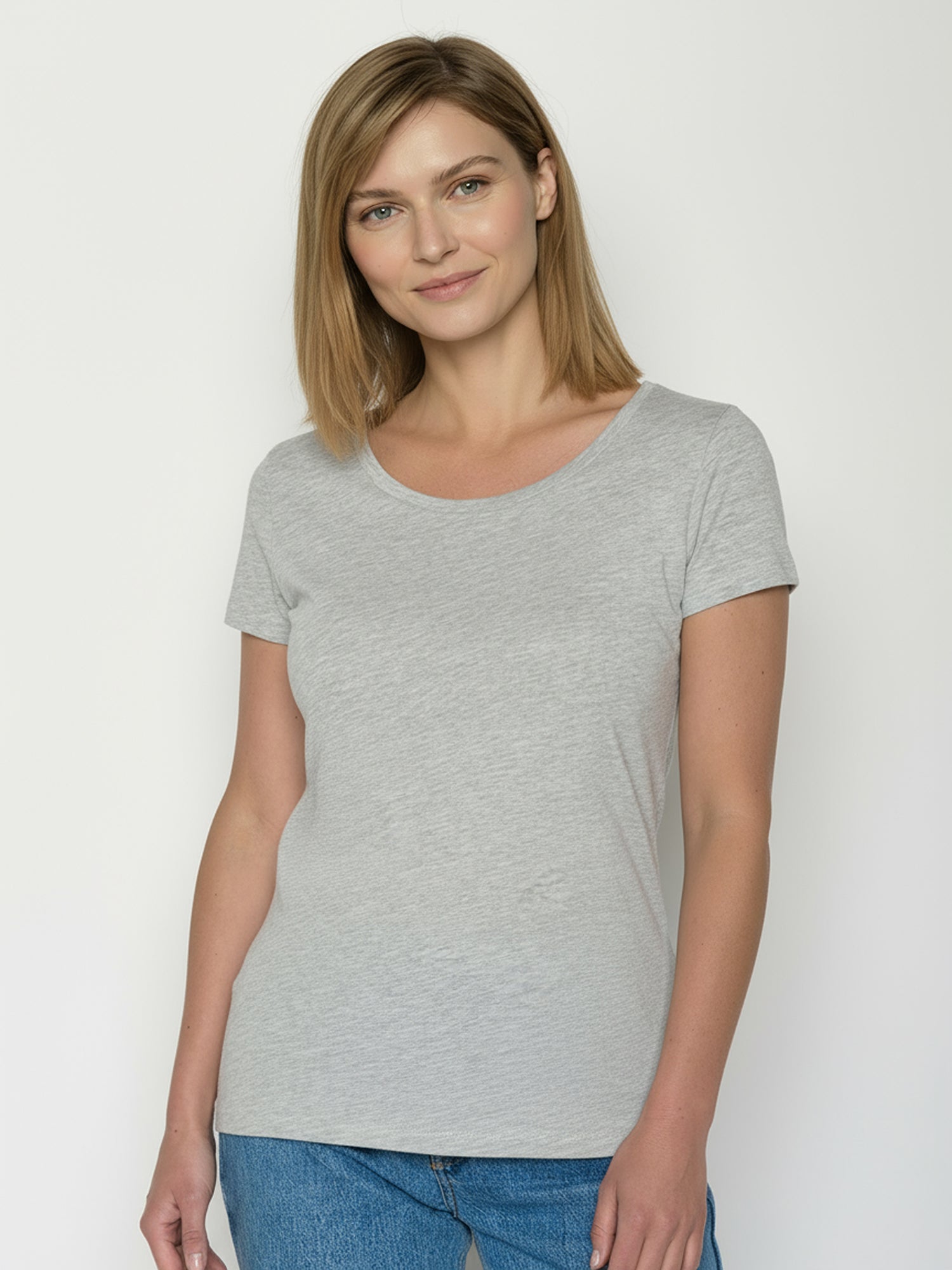 Heather Grey: Sportliches T-Shirt aus Bio-Baumwolle für Damen [24870]