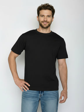 Black: Lässiges T-Shirt aus Bio-Baumwolle für Herren [24874]