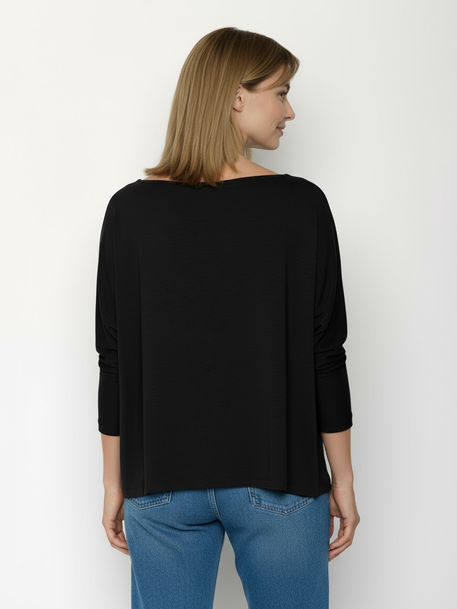 Black: Gemütliches Longsleeve aus Viskose (LENZING™ ECOVERO™) Mix für Damen [24882]