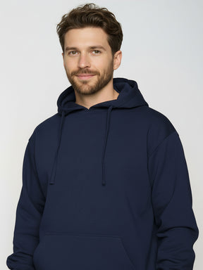 Navy: Gemütlicher Hoodie aus Bio-Baumwolle für Herren [24890]