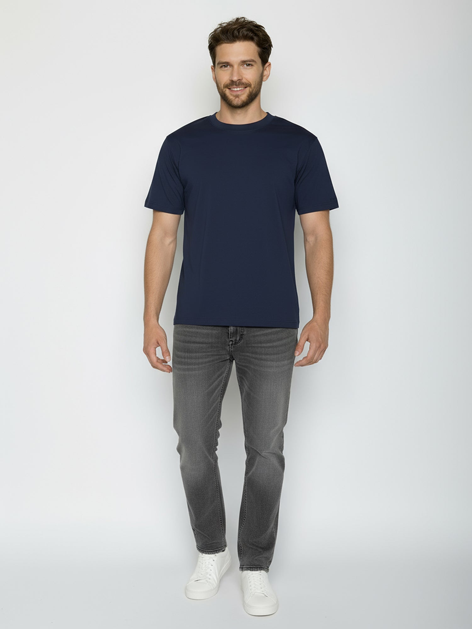 Navy: Lässiges T-Shirt aus Bio-Baumwolle für Herren [24896]