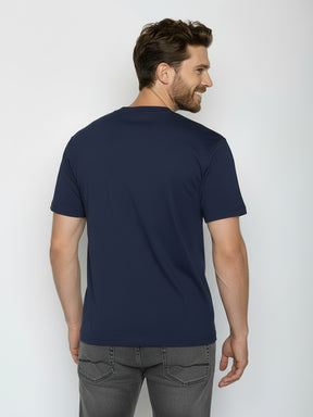 Navy: Lässiges T-Shirt aus Bio-Baumwolle für Herren [24897]
