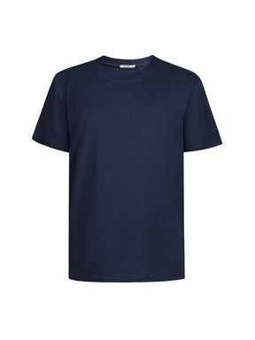 Navy: Lässiges Oversize-T-Shirt aus Bio-Baumwolle für Herren [24898]