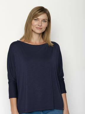 Navy: Gemütliches Longsleeve aus Viskose (LENZING™ ECOVERO™) Mix für Damen [24900]