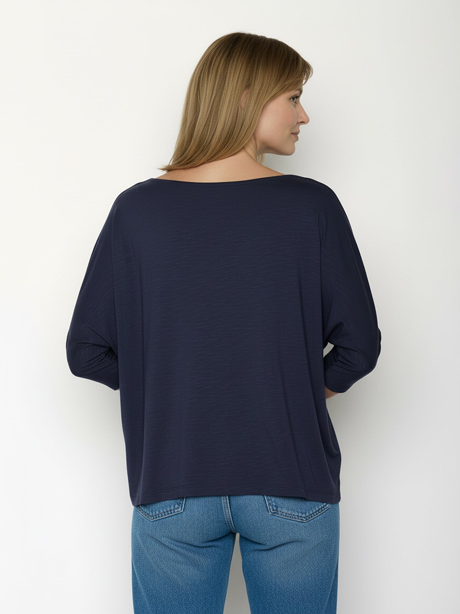Navy: Gemütliches Longsleeve aus Viskose (LENZING™ ECOVERO™) Mix für Damen [24902]